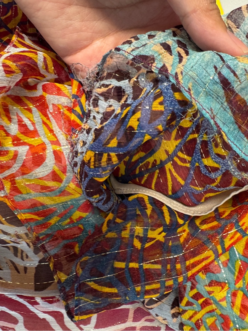 BCBG MaxAzria Y2K Boho Silk Blend One Shoulder Maxi Dress Multicolor Size 4 Chic - Picture 12 of 16